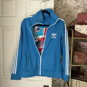 adidas Blue Track Jacket with White Stripes